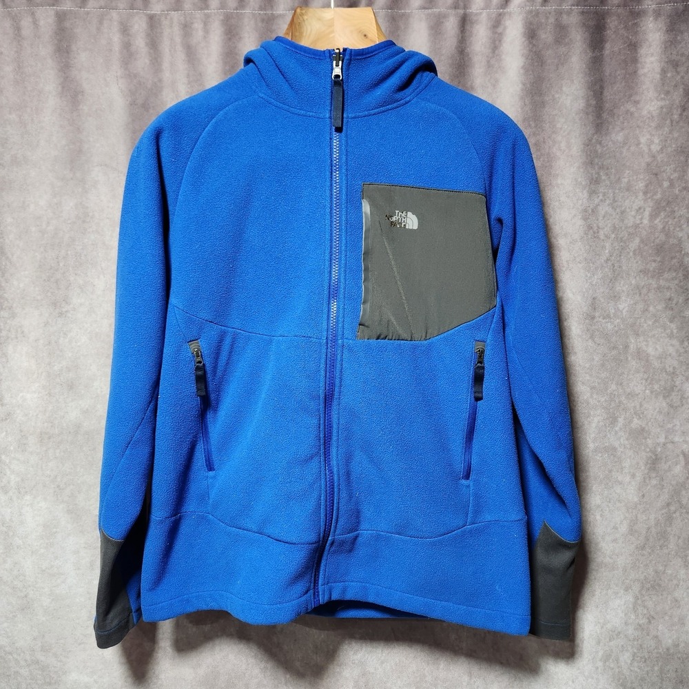 Boys North Face CHIMBORAZO Full Zip Jacket blue Fleece Hooded Sherpa XL 18/20
